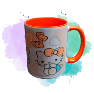 Taza Hello Kitty con Interior y Asa Naranja