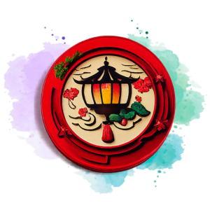 Sticker circular oriental ilustrado