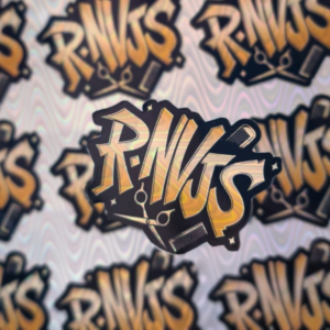 Sticker Holográfico Barbería “R.NKS” Estilo Urbano Premium